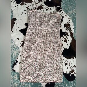 Vintage y2k Ralph Lauren Strapless White and Red Dress small